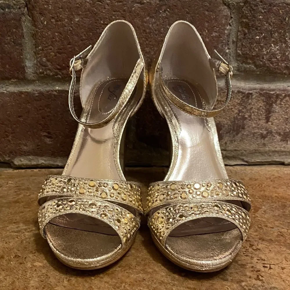 Alfani Step n Flex Ivvey gold sparkly strappy heeled‎ sandals